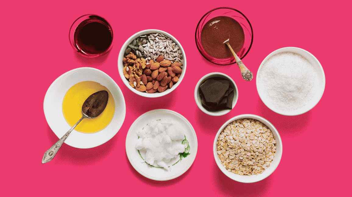 ingredientes para barra de granola casera