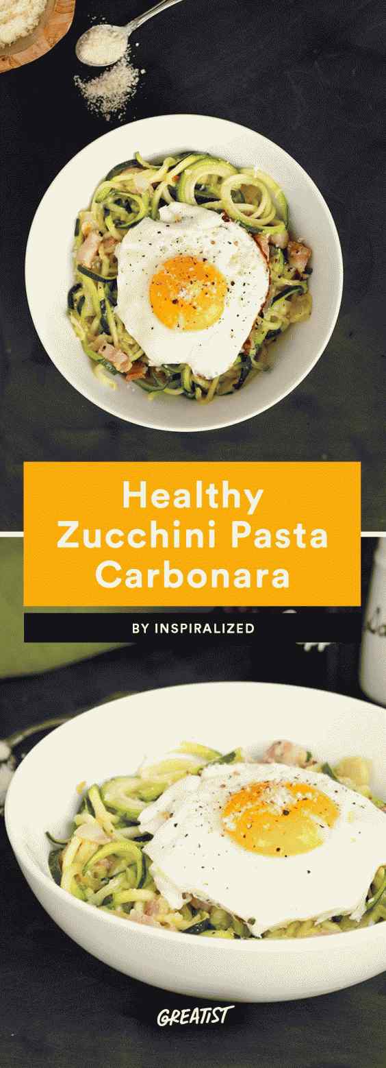 Veselīga cukini pasta Carbonara