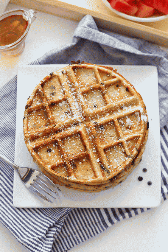 Waffles de avena con chispas de chocolate